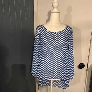 Jon & Anna Blue and White Chevron Blouse